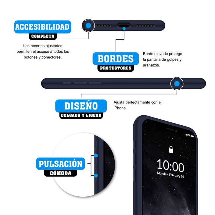 Funda Silicona para Apple iPhone 11 Pro Azul...