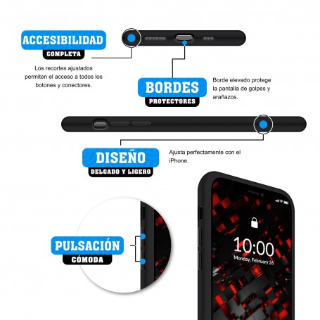 Funda Silicona para Apple iPhone 11 Pro Max Negro - Librephonia