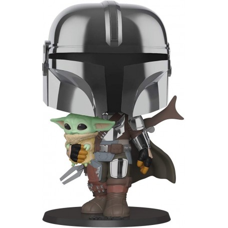 Figura Funko Pop! Star Wars Mandalorian con armadura cromada 380 - 49931 | Gigante 29 Cm