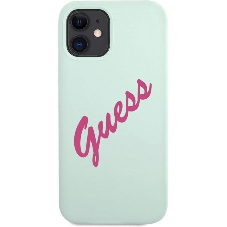 Funda Guess Vintage de silicona para iPhone 12 mini color Turquesa