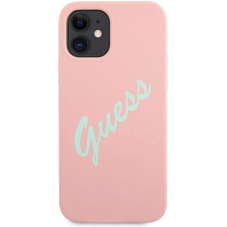 Funda Guess Vintage de silicona para iPhone 12 mini color Rosa