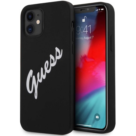 Funda Guess Vintage de silicona para iPhone 12 mini color Negro