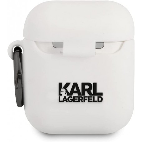 Funda Silicona Karl Lagerfeld diseño cara de Choupette para Apple Airpods 1 | Airpods 2 Color Blanco KLACA2SILCHWH