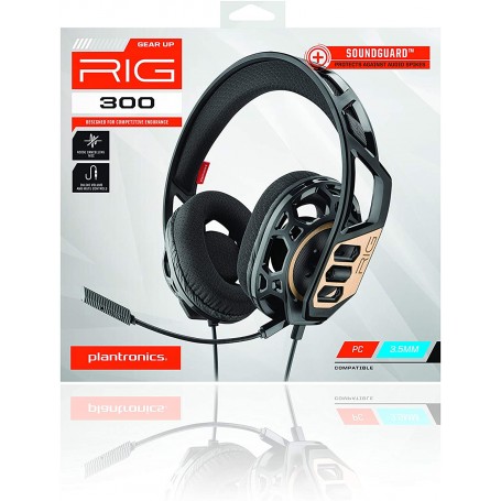 Auriculares Plantronics RIG 300 para PC Conexión Jack 3.5mm Negro y Dorado