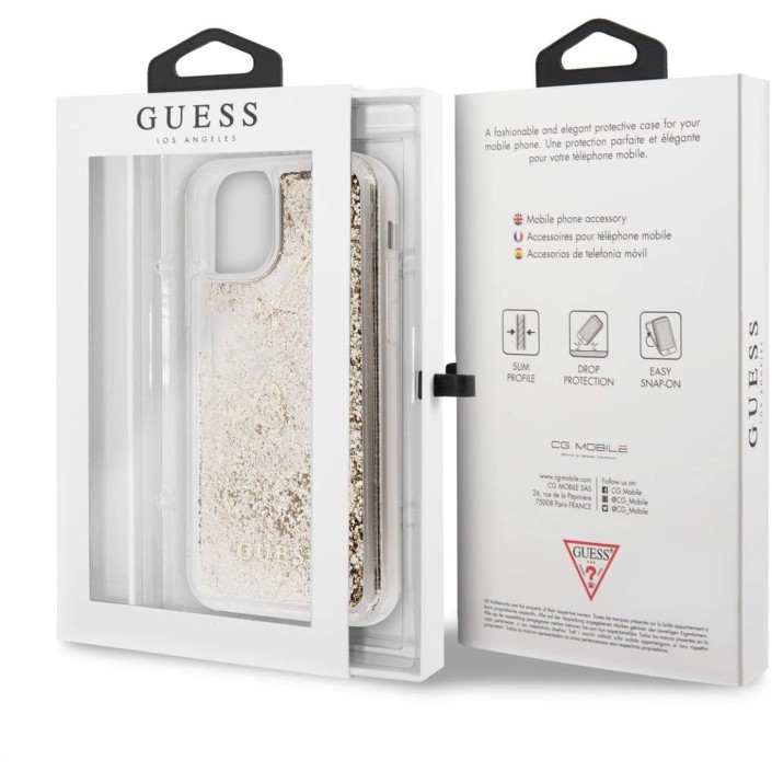Funda Guess purpurina dorada para iPhone 11...