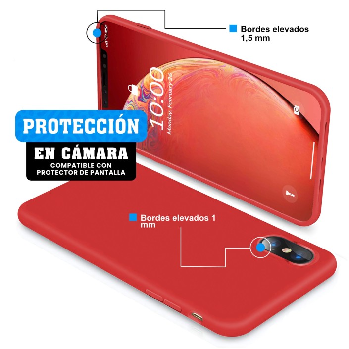 Funda Silicona para Apple iPhone X / Xs Rojo -...