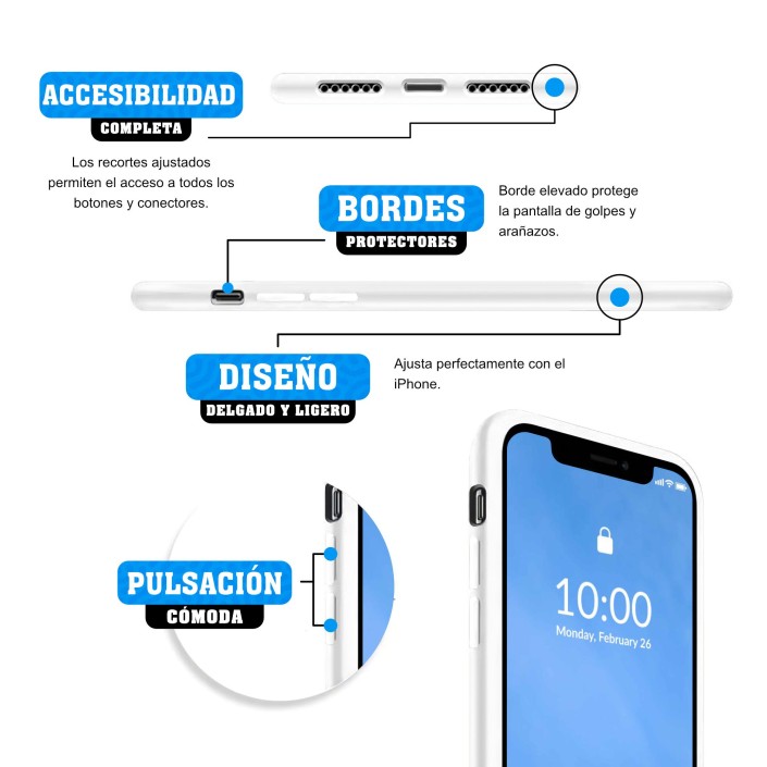 Funda Silicona para Apple iPhone X / Xs Blanco...