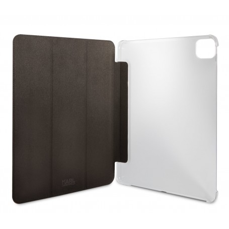 Funda Karl Laggerfeld Saffiano para iPad Pro tipo Libro en color Plata Modelo KLFC11OKCG