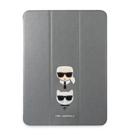Funda Karl Laggerfeld Saffiano para iPad Pro tipo Libro en color Plata Modelo KLFC11OKCG