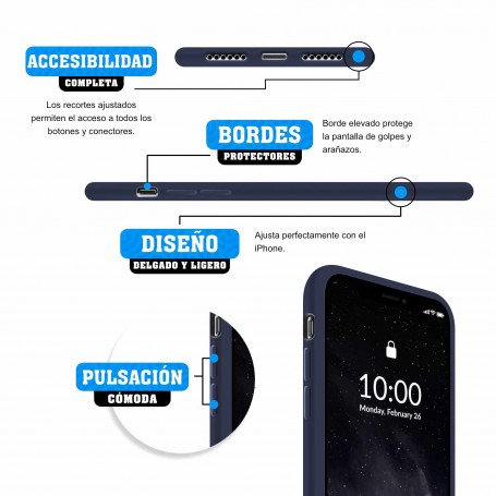 Funda Silicona para Apple iPhone X / Xs Azul Medianoche Librephonia | Estado Como Nuevo | Outlet
