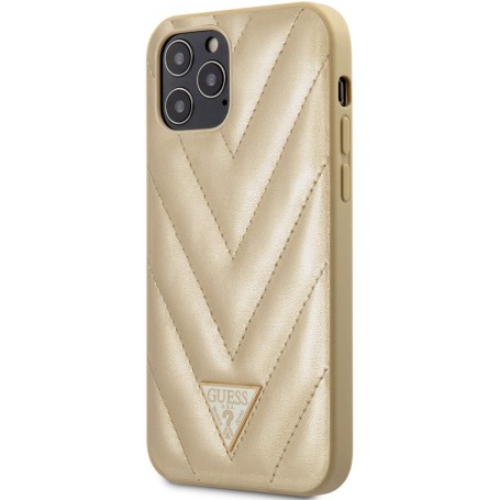 Funda Guess de Piel Acolchada para iPhone 12 Pro Max Color Dorado