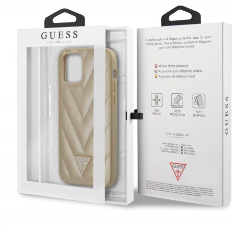 Funda Guess de Piel Acolchada para iPhone 12 Pro Max Color Dorado