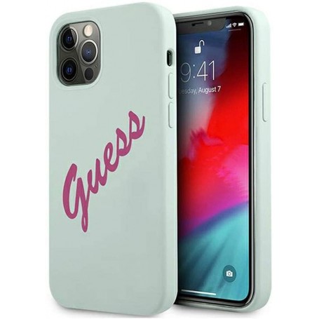 Funda Guess Vintage de silicona para iPhone 12 | 12 Pro color Turquesa