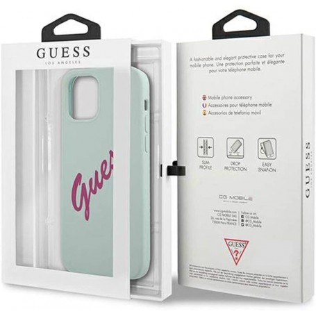 Funda Guess Vintage de silicona para iPhone 12 | 12 Pro color Turquesa
