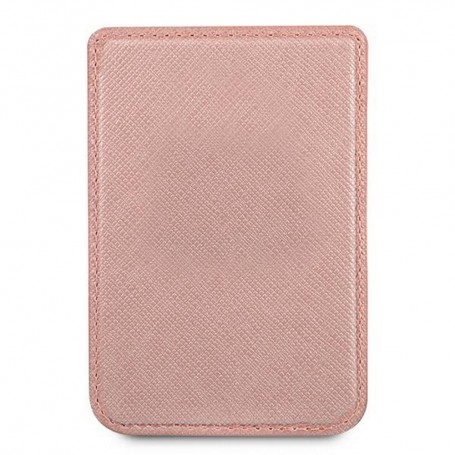 Cartera Tarjetero con Magsafe de Piel Guess para iPhone 12 Diseño Saffiano en Color Rosa GUWMSSASLPI