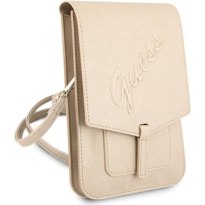 Funda Bolso Guess diseño Saffiano Color Dorado...