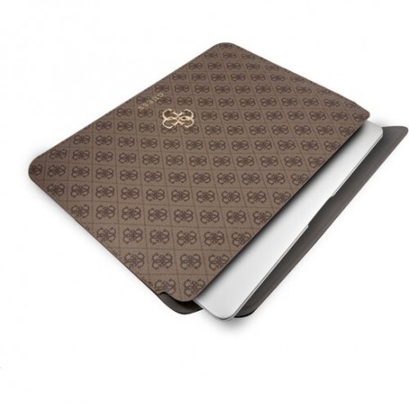 Funda Guess para portátil y tablet de 13" diseño 4G color Marrón con logo dorado  GUCS13G4GFBR