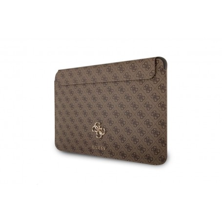 Funda Guess para portátil y tablet de 13" diseño 4G color Marrón con logo dorado  GUCS13G4GFBR