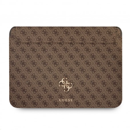 Funda Guess para portátil y tablet de 13" diseño 4G color Marrón con logo dorado  GUCS13G4GFBR