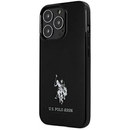 Funda Rígida US Polo para Apple iPhone 13 Pro Max Color Negro con logo Caballos USHCP13XUMHK