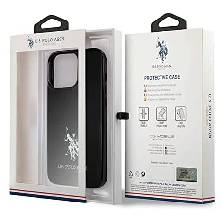 Funda Rígida US Polo para Apple iPhone 13 Pro Max Color Negro con logo Caballos USHCP13XUMHK