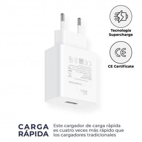 Cargador Compatible CP404 con Cable USB C Carga Rápida 22.5W  Color Blanco | Librephonia