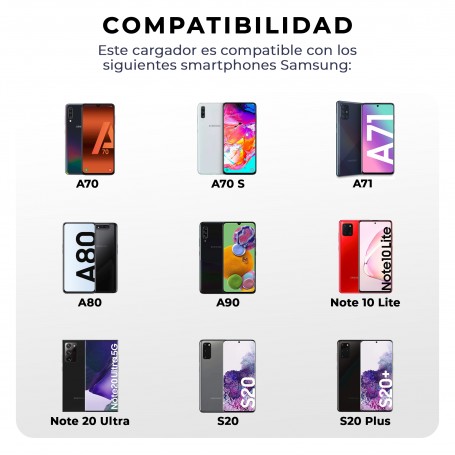 Cargador Compatible EP-TA800EBE + USB C Negro para Samsung S8 / S9 / S10 / S20 / S21 / Note / Tab- Librephonia