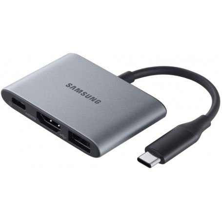 Adaptador Multipuerto Samsung Modelo EE-P3200BJ Gris Conexiones USB-A, HDMI, USB-C