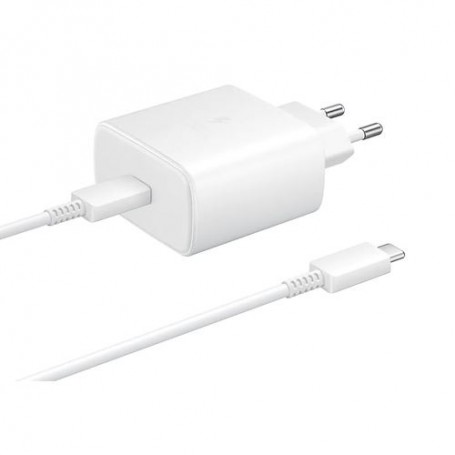 Cargador Samsung EP-TA845XW de 45W con Cable USB C Blanco Carga Rápida