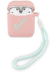 Funda Guess Silicona para Apple Airpods Vintage Rosa y...
