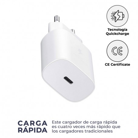 Cargador Compatible para Apple con Cable USB C y Lightning Carga Rápida 25W Color Blanco | Librephonia