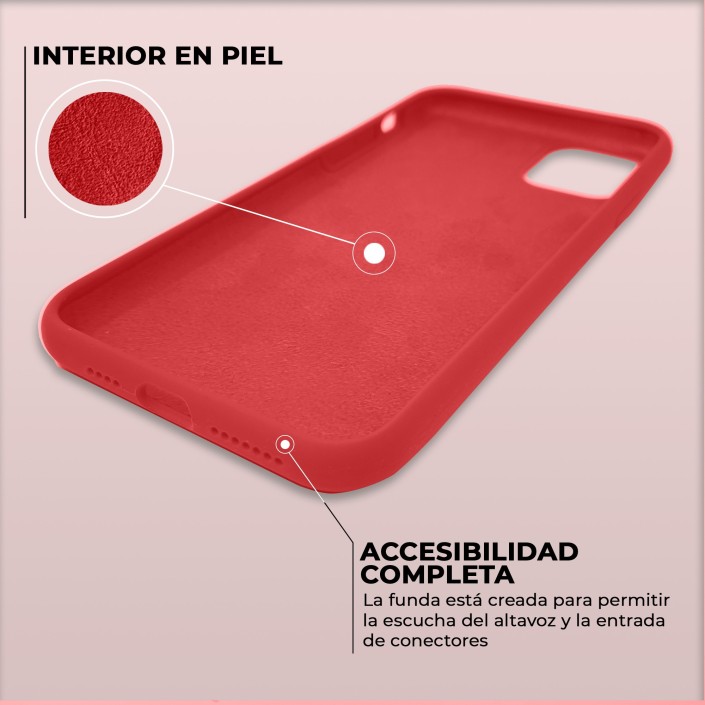 Funda Silicona para Apple iPhone 11 Rojo -...