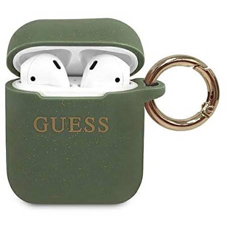 Funda Guess Silicona para Apple Airpods 1 | Airpods 2 color Kaki GUACCSILGLKA  | Estado Como Nuevo | Outlet
