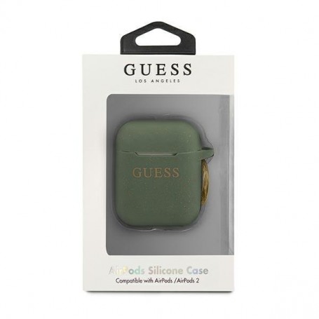 Funda Guess Silicona para Apple Airpods 1 | Airpods 2 color Kaki GUACCSILGLKA  | Estado Como Nuevo | Outlet