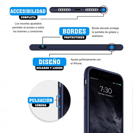 Funda Silicona para Apple iPhone 7 / 8 / SE 2020 Azul Medianoche Librephonia | Estado Genial | Outlet