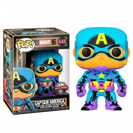 Figura Funko Pop! Marvel Capitán América Black Light Modelo 648 | 48845  Edición Especial