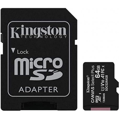 Tarjeta Kingston Canvas Select Plus Micro SD 64Gb Clase 10 con Adaptador Nuevo