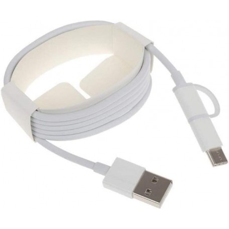 Cable de datos Xiaomi Mi 2 conexión micro USB y USB - C color Blanco