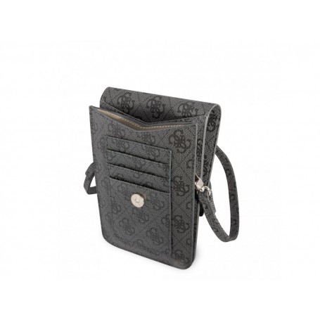 Funda Bolso Cartera de piel Guess para Teléfono Modelo 4G con logo Triángulo Negra GUWBP4TMGR