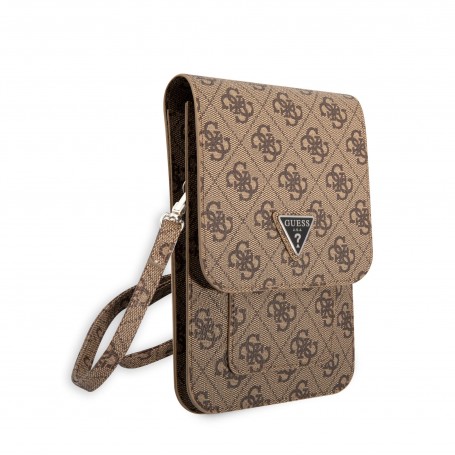 Funda Bolso Cartera de piel Guess Modelo 4G Marrón con logo Triángulo GUWBP4TMBR
