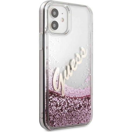 Funda Guess Vintage purpurina líquida para iPhone 12 Mini color Rosa