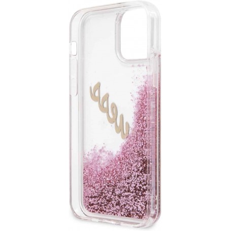 Funda Guess Vintage purpurina líquida para iPhone 12 Mini color Rosa
