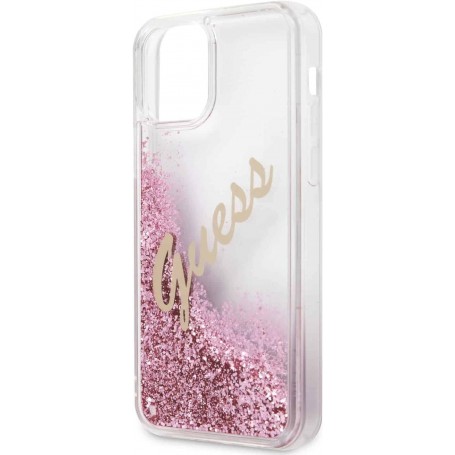 Funda Guess Vintage purpurina líquida para iPhone 12 Mini color Rosa