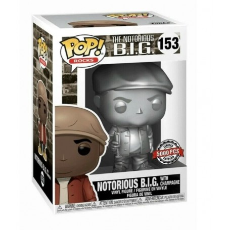 Figura Funko Pop! Rocks Notorious B.I.G. con Champán (Plateado) Modelo  153| 57695 Edición Limitada