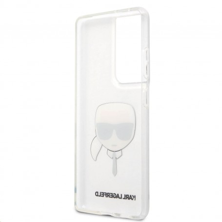 Funda Rígida Karl Lagerfeld diseño cara de Karl para Samsung Galaxy S21 Ultra 5G Transparente KLHCS21LKTR