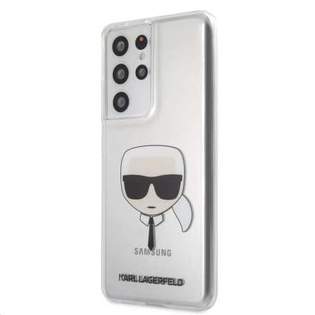 Funda Rígida Karl Lagerfeld diseño cara de Karl para Samsung Galaxy S21 Ultra 5G Transparente KLHCS21LKTR
