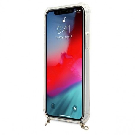 Funda Rígida Guess Transparente con cadena dorada  para iPhone 12 Pro Max