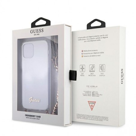 Funda Rígida Guess Transparente con cadena dorada  para iPhone 12 Pro Max