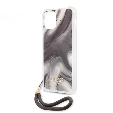 Funda Rígida Guess Gris Mármol con cadena de naylon para iPhone 12 Pro Max