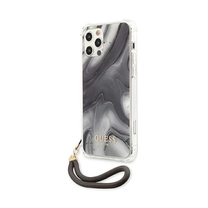 Funda Rígida Guess Gris Mármol con cadena de...
